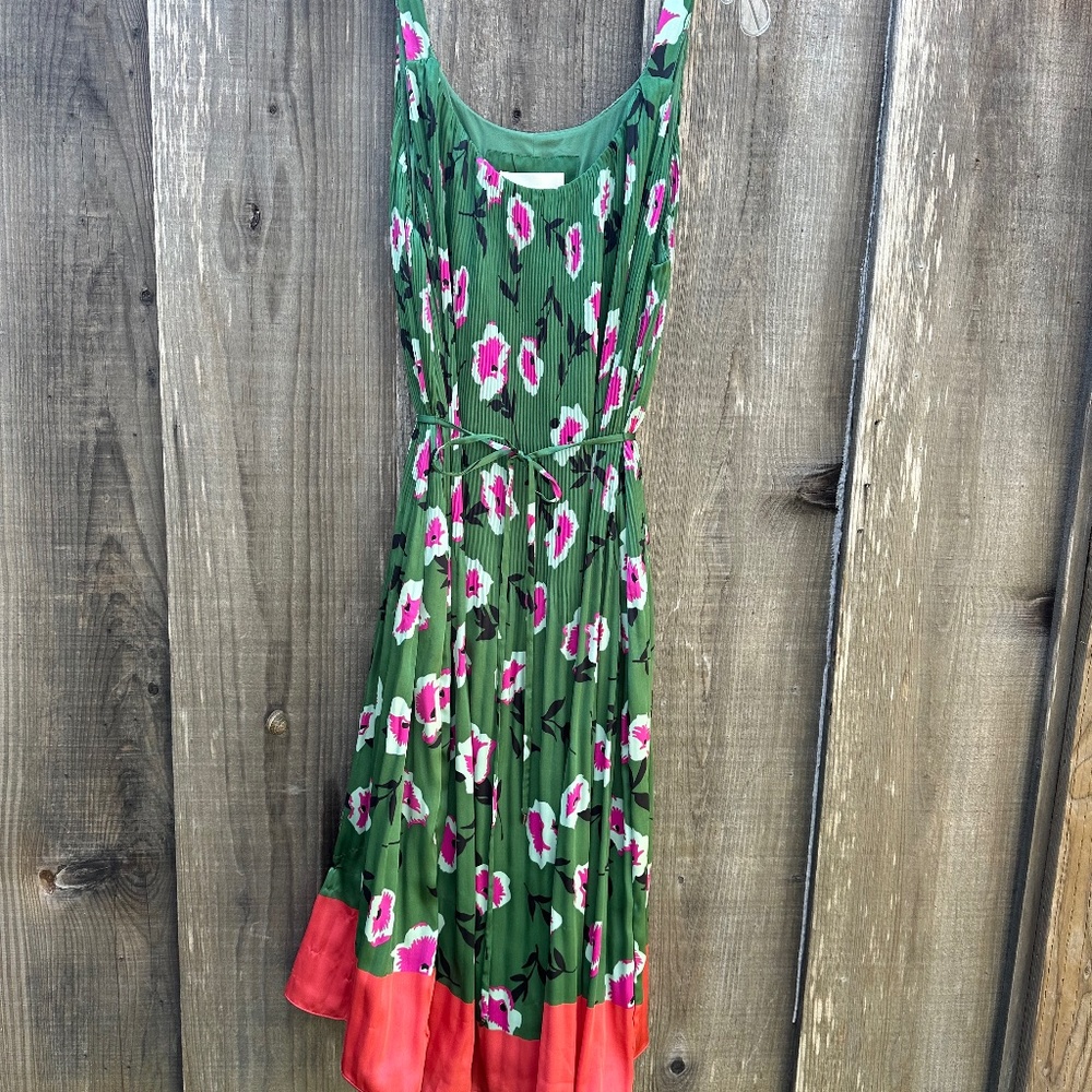 Green and pink dress from Anthropologie